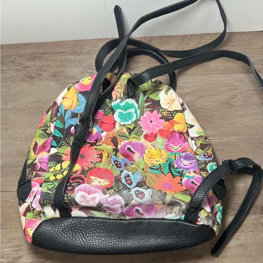 Disney Alice In Wonderland Mini Backpack Wild Flowers‎ Black Whimsical.